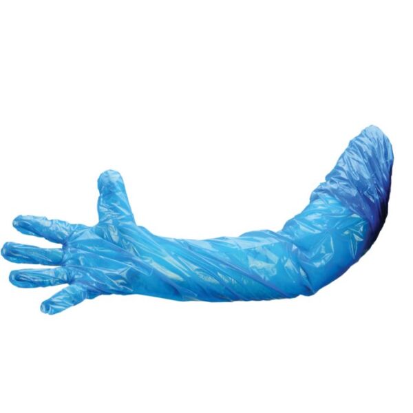 GL2950 Shield Long Arm Blue Polythene Gauntlets Pack of 100