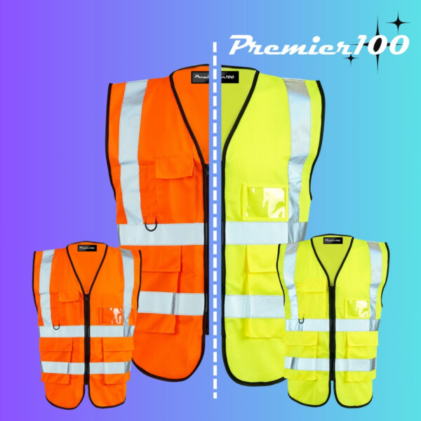 NM-100-HVE PREMIER100 Orange or Yellow Executive Zipped Vest