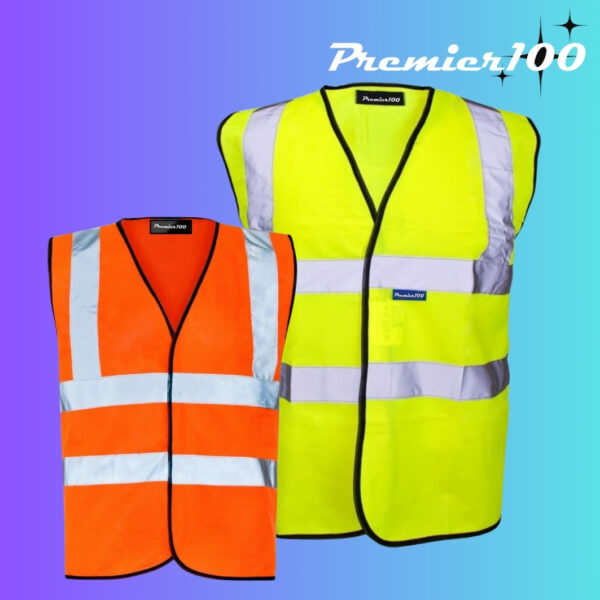 NM-100-HVS PREMIER100 Hi Vis Yellow or Orange Velcro Vest