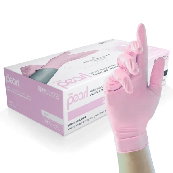 P-GP005X, Pink Pearl, Pink, medical grade, medium weight nitrile examination gloves, Food approved, AQL 1.5