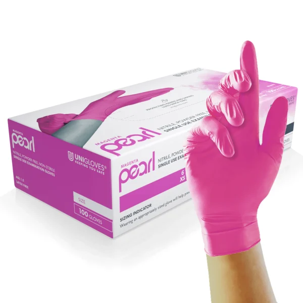 P-GP850X, Magenta Pearl, Magenta, medical grade, medium weight nitrile examination gloves, Food approved, AQL 1.5